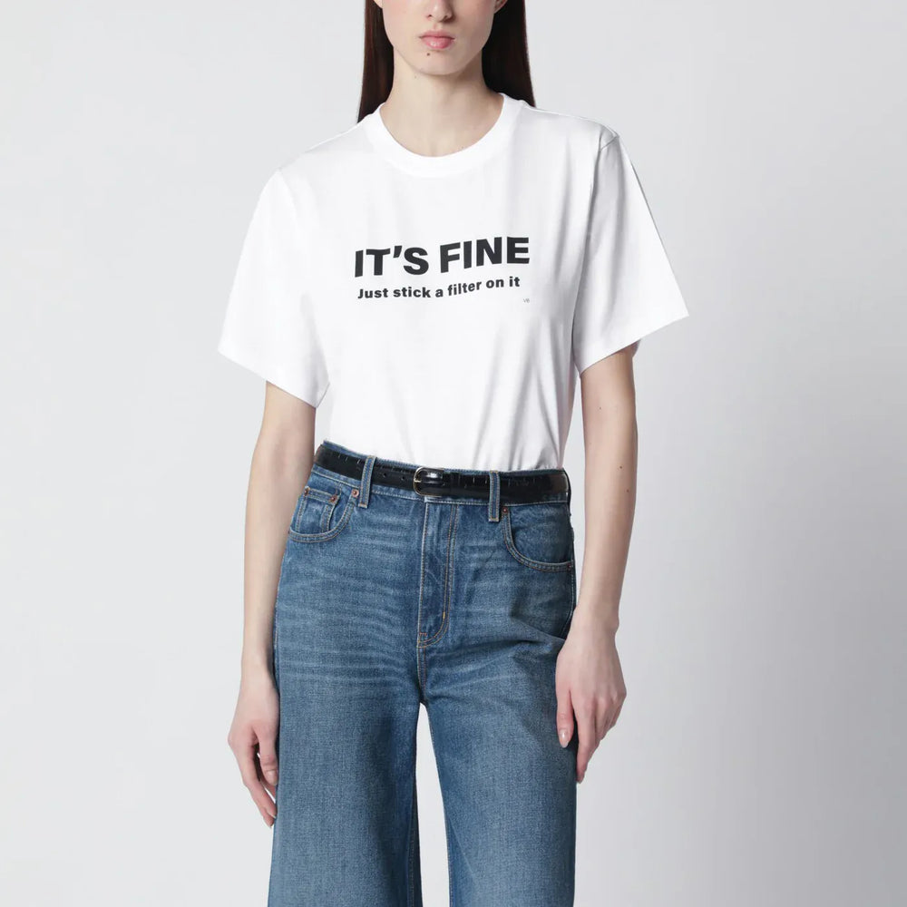 Victoria Beckham - White cotton “It’s Fine” T-shirt Brand Shirts & Tops XS