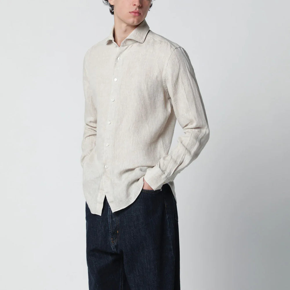 XACUS - Tailor Fit linen shirt beige Brand Shirts & Tops 44