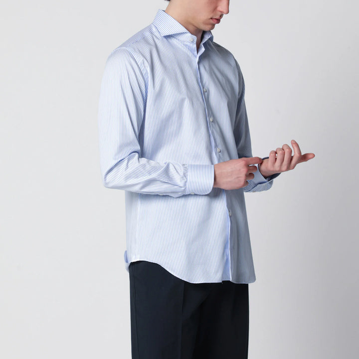XACUS - White/light blue cotton Travel shirt Brand Shirts &amp; Tops 42