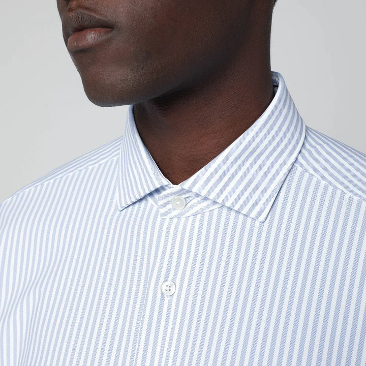 XACUS - White striped Active shirt Tailor Fit Brand Shirts &amp; Tops