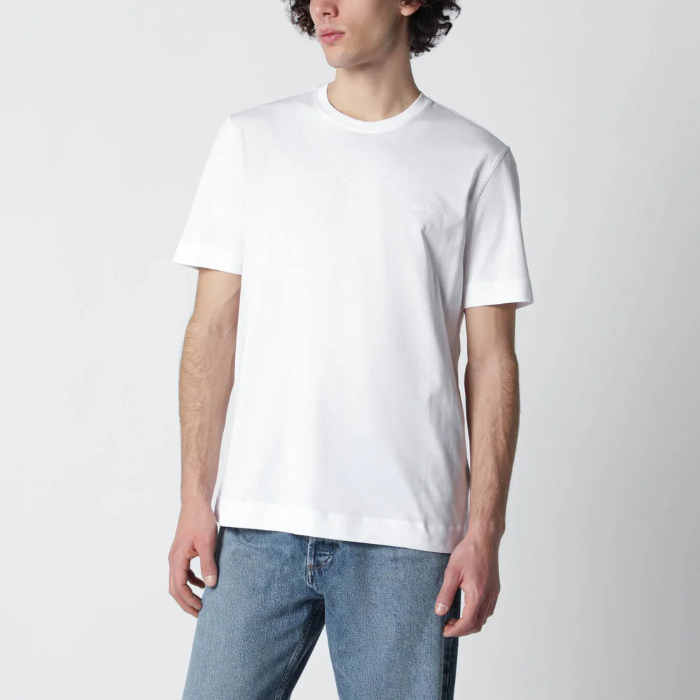 ZEGNA - White T-shirt with embroidered logo Brand Shirts & Tops 48 IT