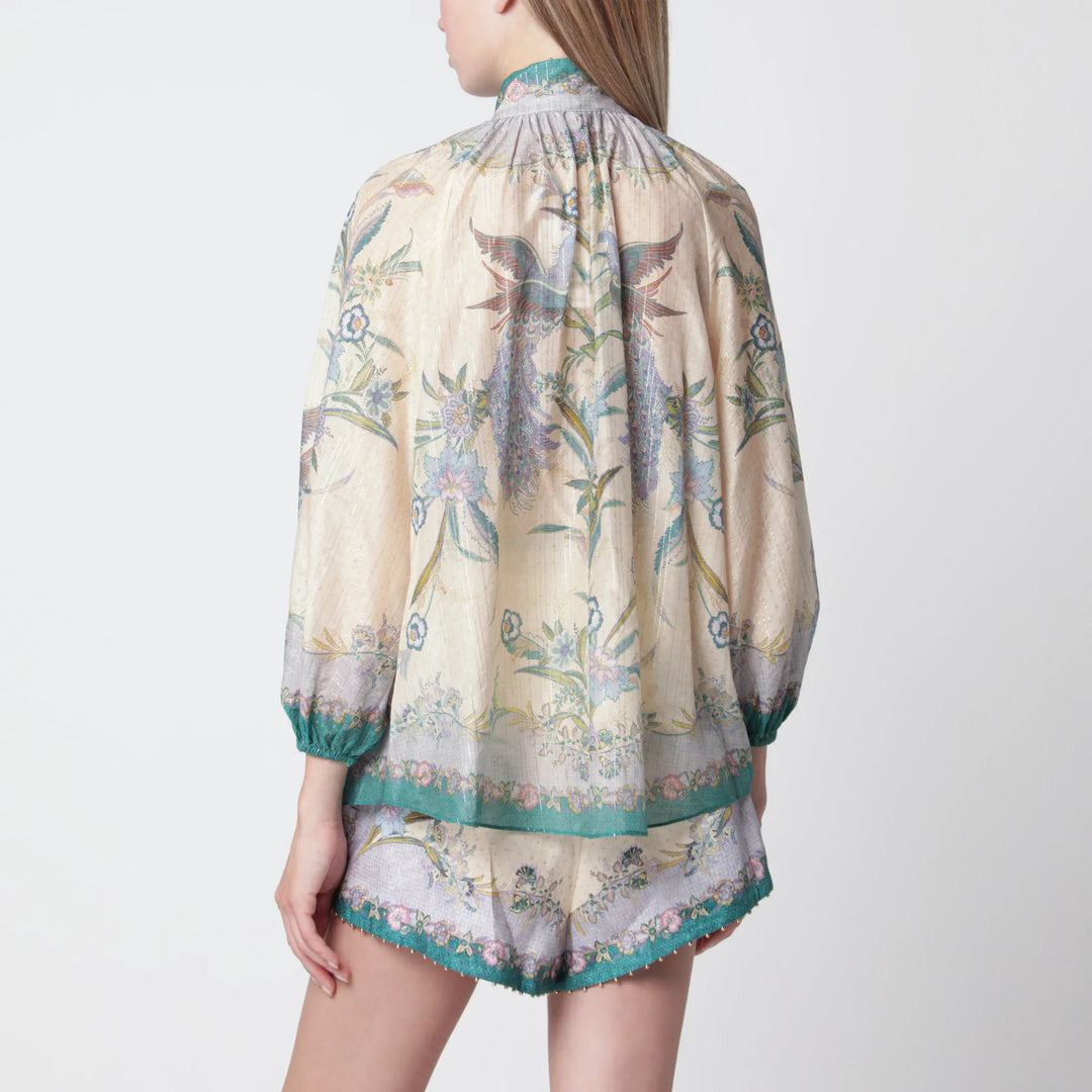 ZIMMERMANN - Cream cotton and silk Indra shirt Brand Shirts &amp; Tops