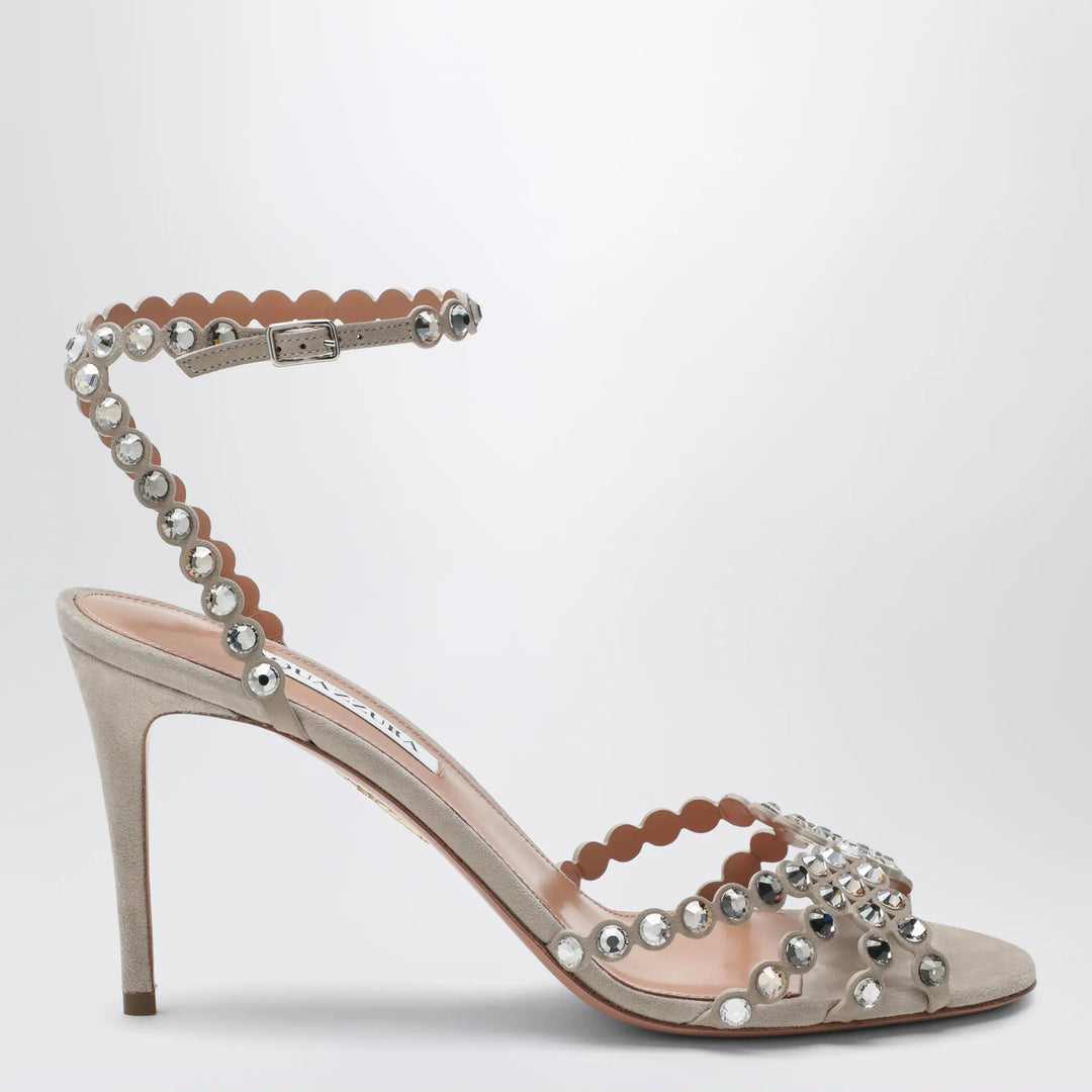 Aquazzura - Tequila crystal-embellished suede sandals Brand Shoes 36 IT