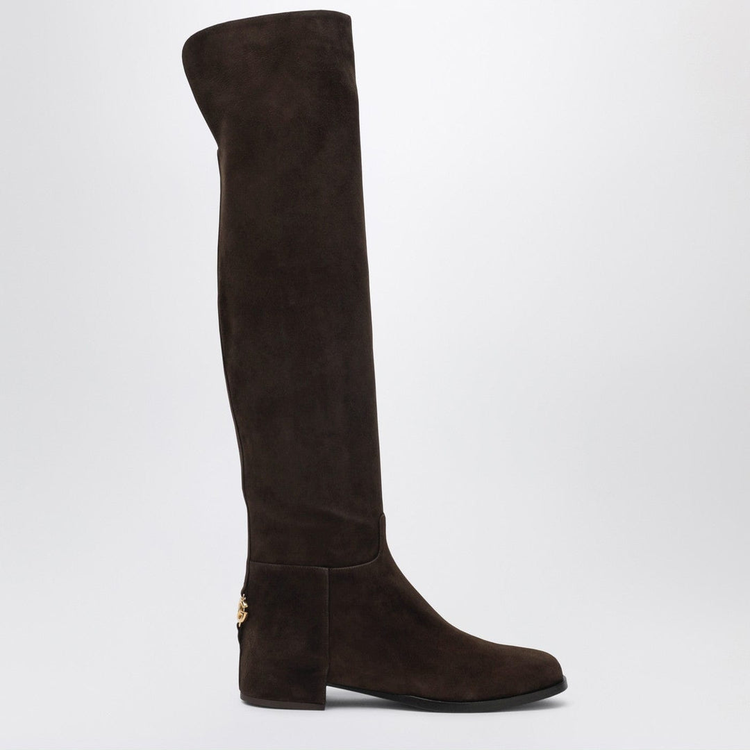 Shoes Dolce&Gabbana - High suede boot in ebony brown Brand