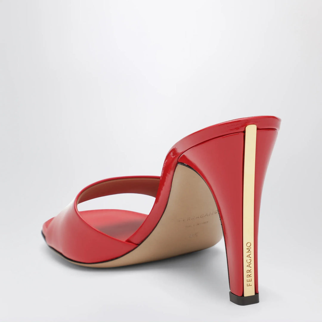Ferragamo - Fire red patent leather heeled slides Brand Shoes