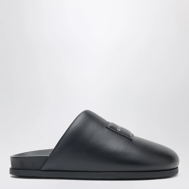 Givenchy - Label flat mules in black nappa leather Brand Shoes 36 IT