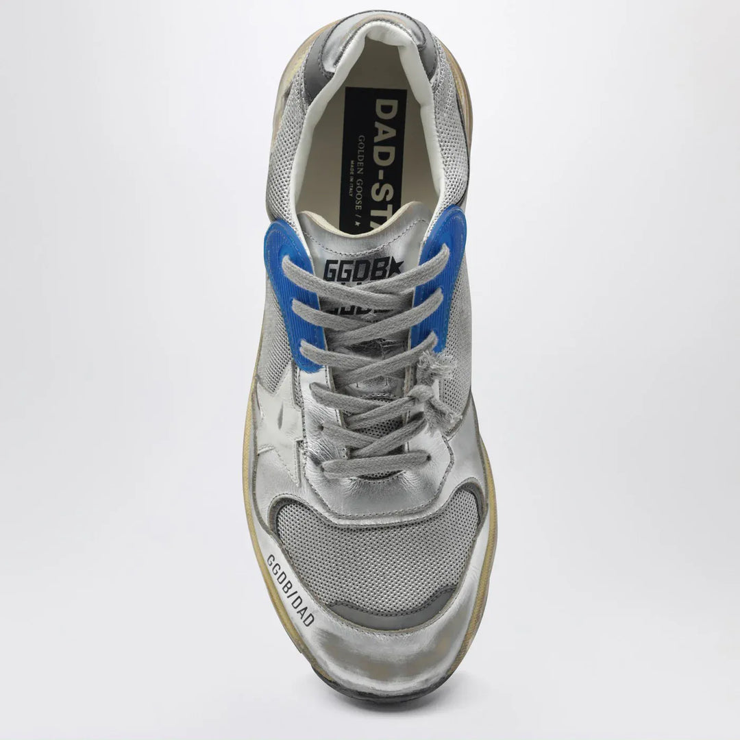 Golden Goose - Dad-Star Sneakers in silver laminated leather and mesh Brand Shoes