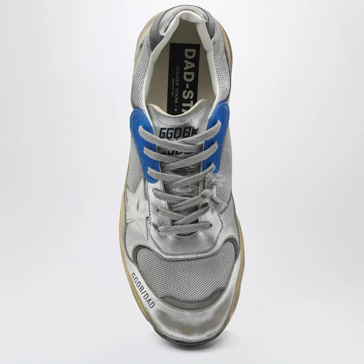 Golden Goose - Dad-Star Sneakers in silver laminated leather and mesh Brand Shoes