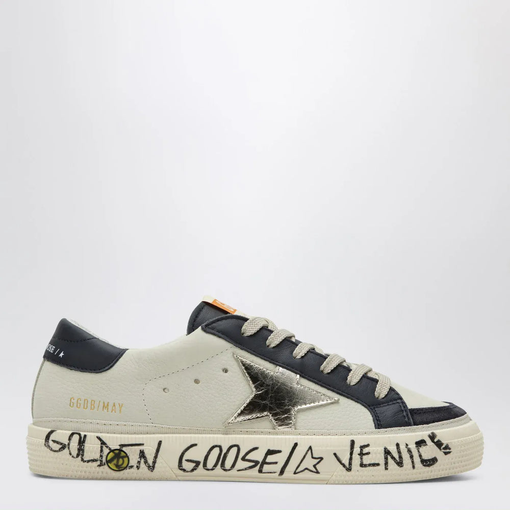 Golden Goose - White/blue May Sneakers with platinum star Brand Shoes 30