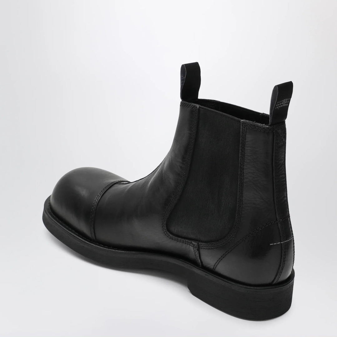 MM6 Maison Margiela - Black leather Chelsea Biker boots Brand Shoes