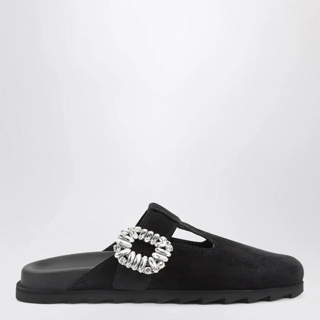 ROGER VIVIER - Black suede Mule Slidy Viv&