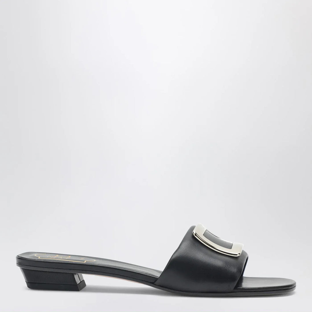 ROGER VIVIER - Square buckle leather slides Brand Shoes 36 IT