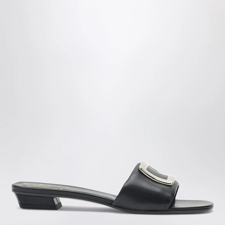 ROGER VIVIER - Square buckle leather slides Brand Shoes 36 IT