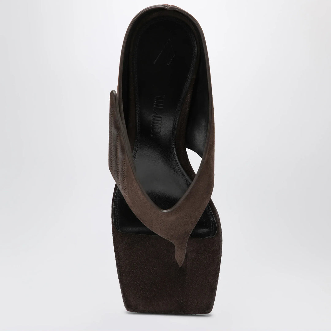 The Attico - Cheope suede thong sandals in dark brown Brand Shoes