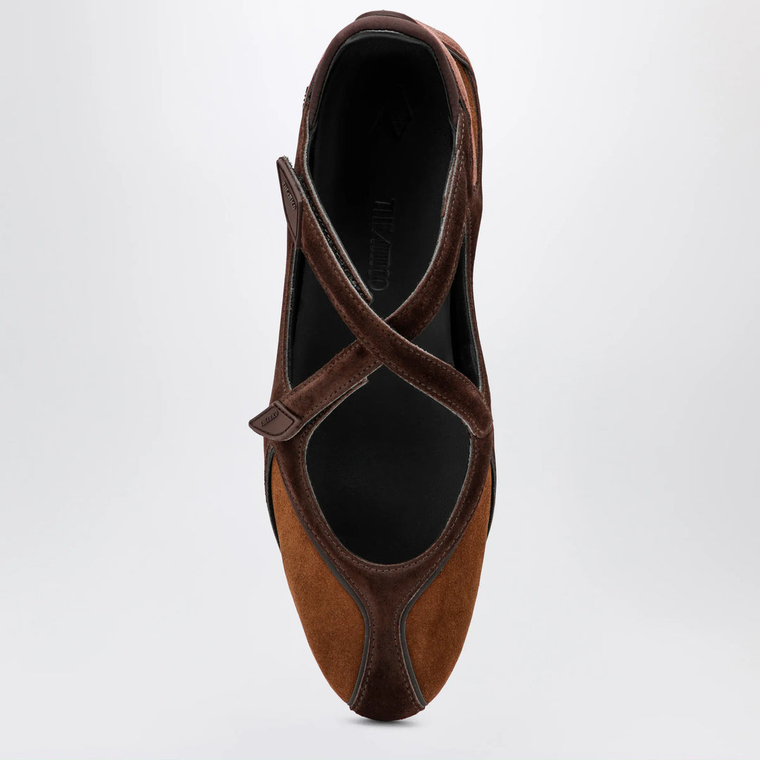The Attico - Floor 01 suede ballerina-sneaker flats in brown Brand Shoes