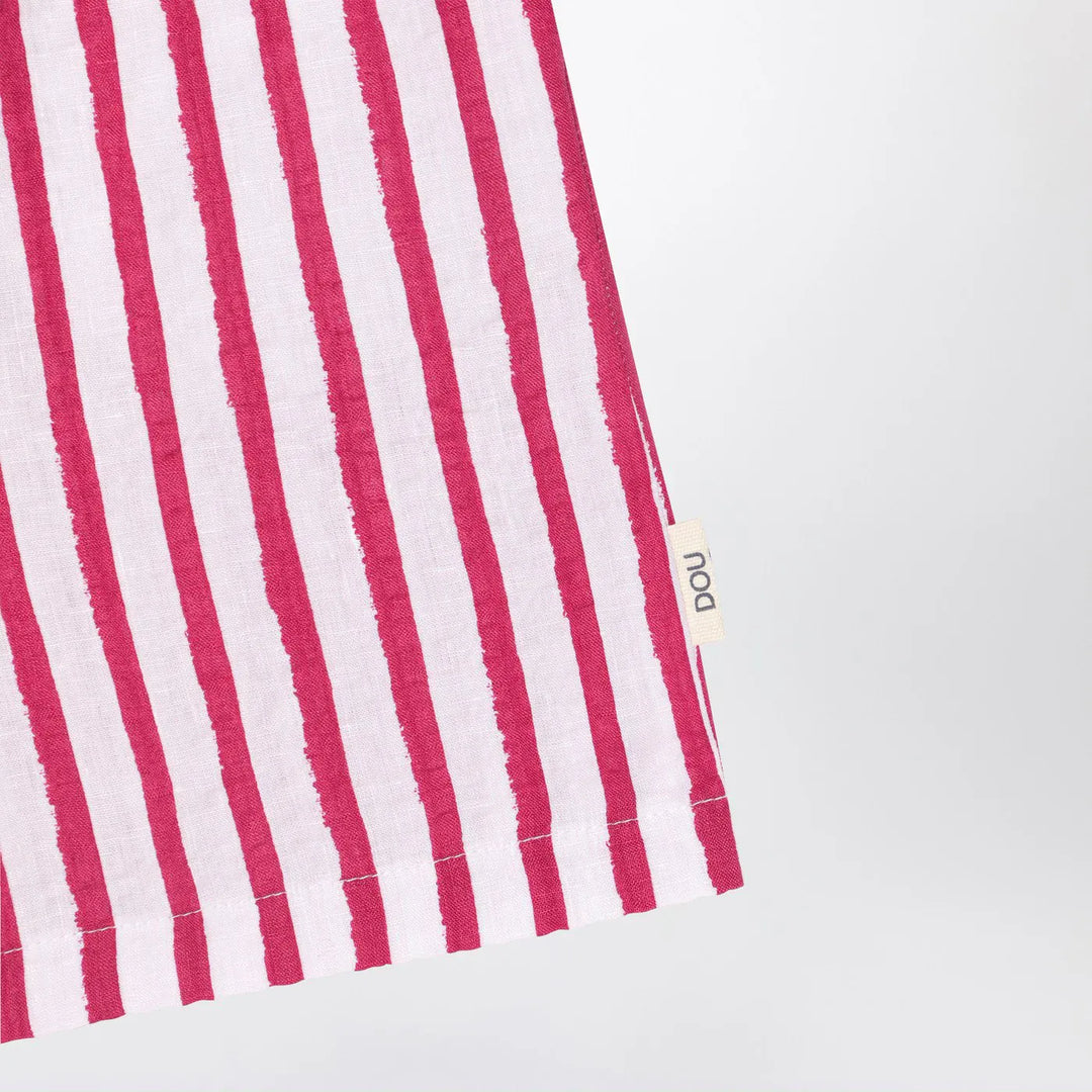 Douuod - White/red striped Bermuda shorts in linen Brand Shorts 10