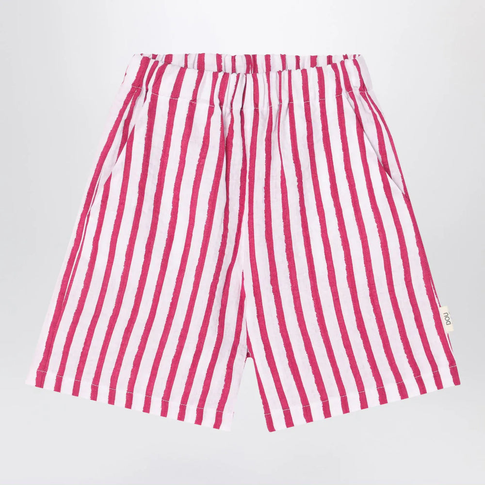 Douuod - White/red striped Bermuda shorts in linen Brand Shorts 10