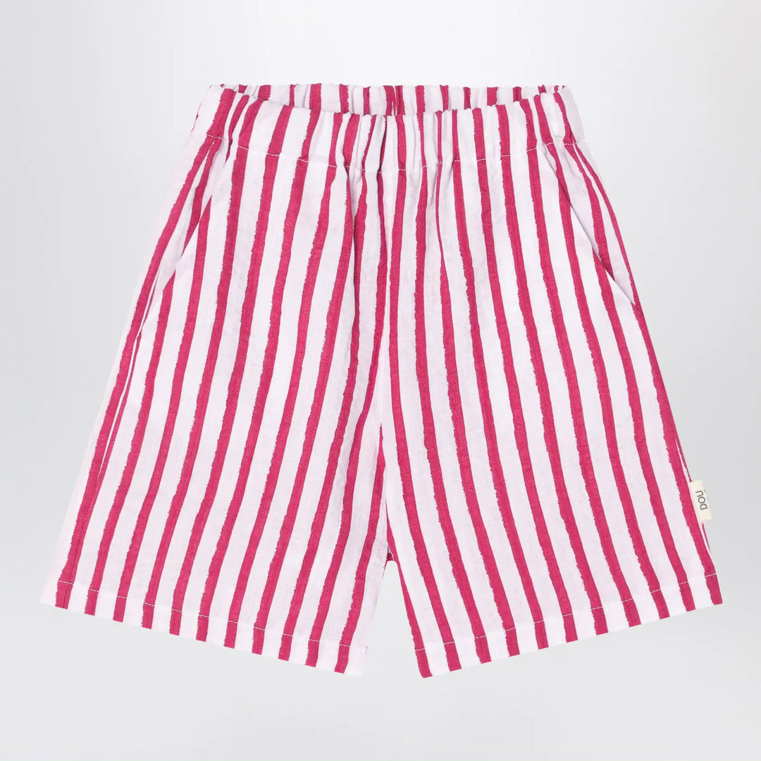 Douuod - White/red striped Bermuda shorts in linen Brand Shorts 10