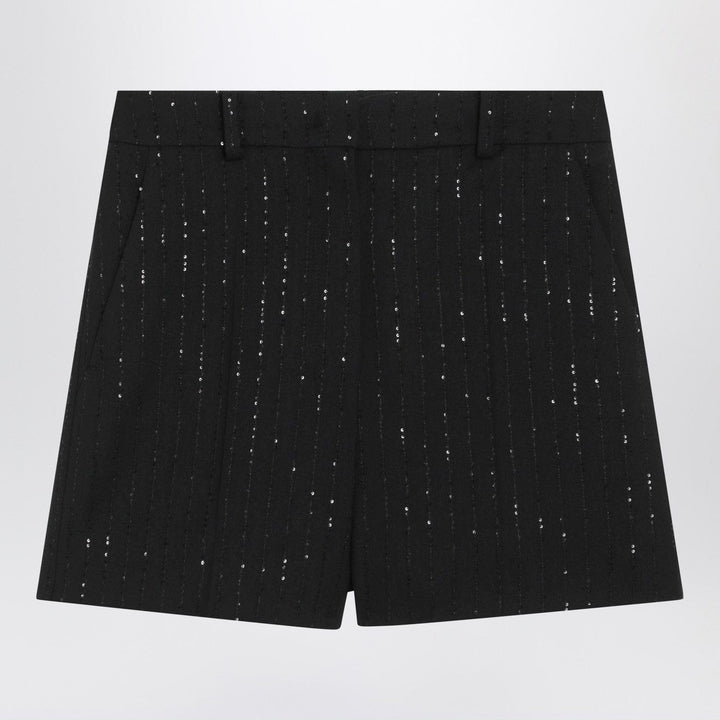 Shorts Max Mara Pianoforte - Black shorts with pinstripe-effect micro sequins Brand