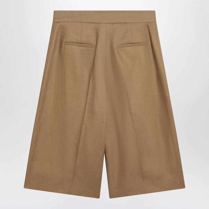 Max Mara - Sand-colored linen bermuda shorts Brand Shorts