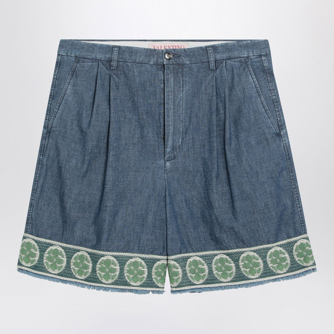 Shorts Valentino - Blue bermuda short with jacquard bottom Brand