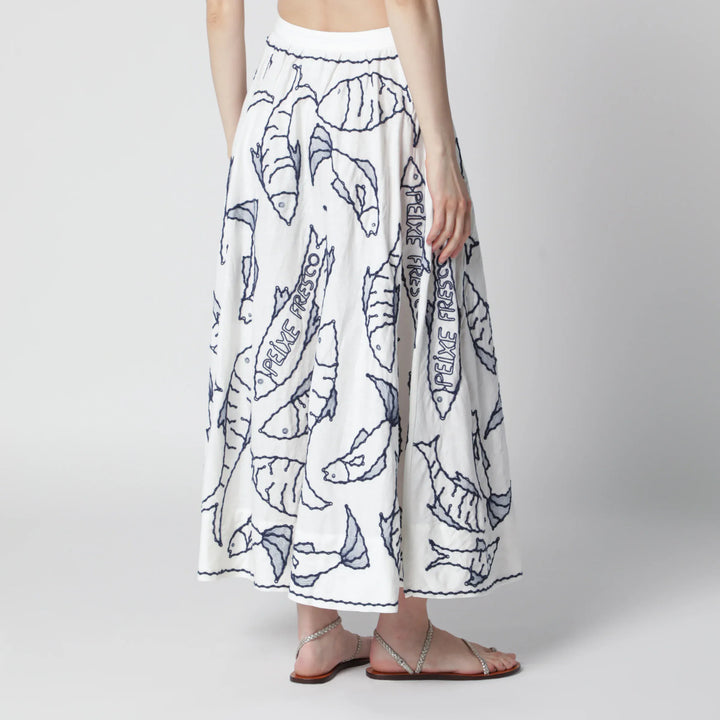FARM Rio - Midi skirt with marine embroidery Brand Skirts