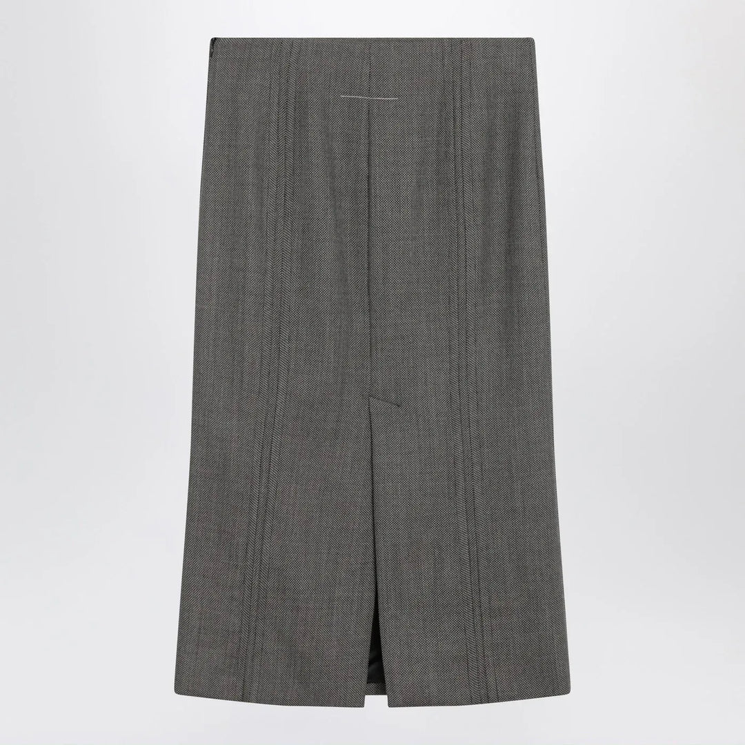 MM6 Maison Margiela - Brown and beige patterned wool midi skirt Brand Skirts 40  IT