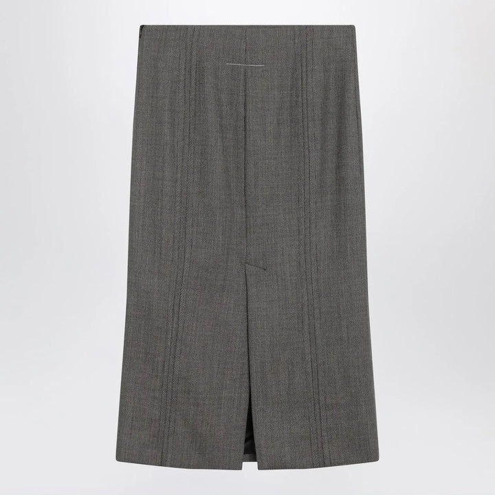 MM6 Maison Margiela - Brown and beige patterned wool midi skirt Brand Skirts 40  IT