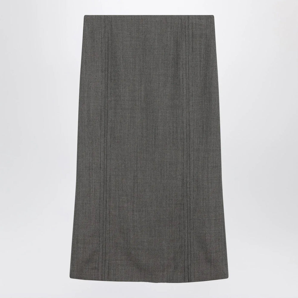 MM6 Maison Margiela - Brown and beige patterned wool midi skirt Brand Skirts 40  IT