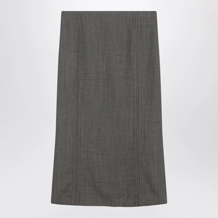 MM6 Maison Margiela - Brown and beige patterned wool midi skirt Brand Skirts 40  IT