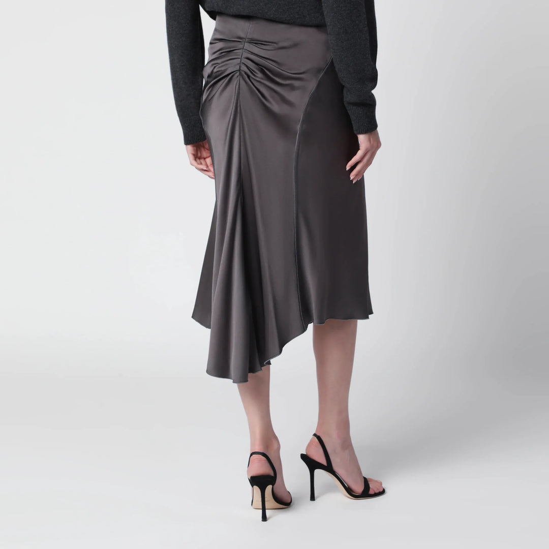 Victoria Beckham - Bela midi skirt in mineral grey crêpe satin Brand Skirts
