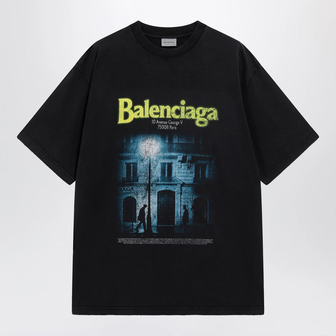 Balenciaga - The Address men’s regular-fit T-shirt in faded black cotton Brand T-Shirt M