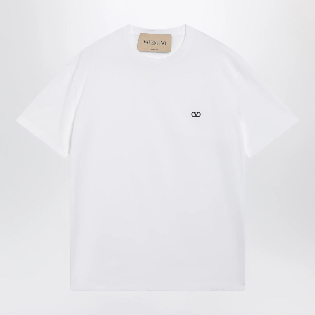 Valentino - White cotton T-shirt with VLogo embroidery Brand T-Shirt S