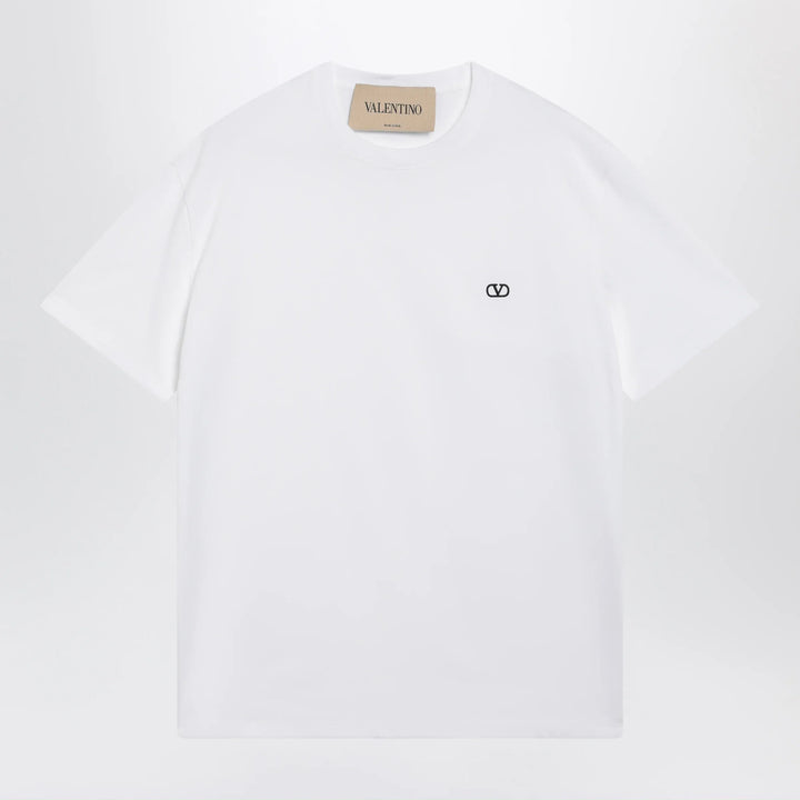 Valentino - White cotton T-shirt with VLogo embroidery Brand T-Shirt S