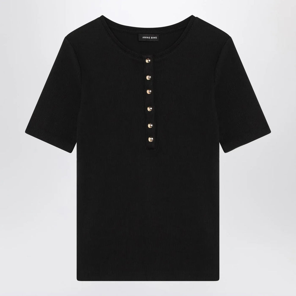 ANINE BING - Black short-sleeved t-shirt Brand T-Shirts XS