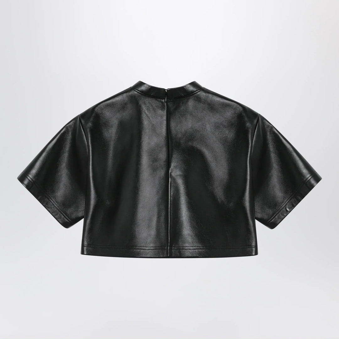 Balenciaga - Black Cropped Leather Top Brand Topwear
