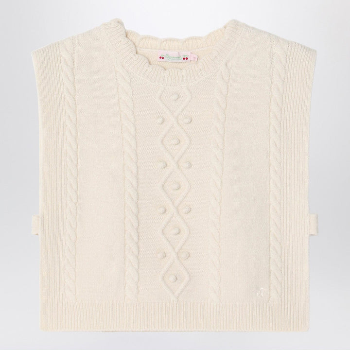 Vests T2 Bonpoint - Beige wool gilet with a braided pattern Brand