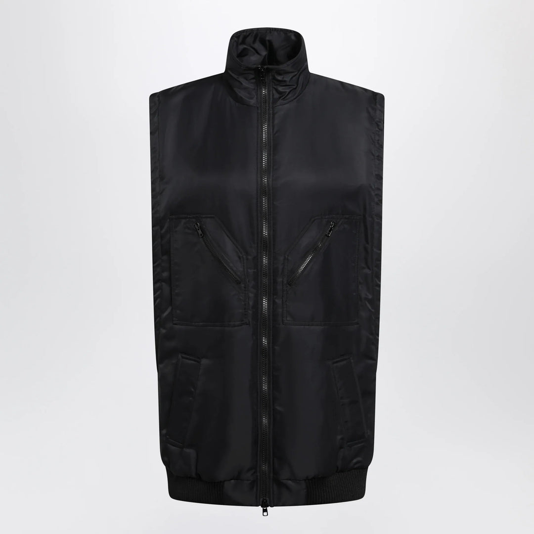 MM6 Maison Margiela - Black Nylon Zip-Up Vest Brand Vests 36  IT