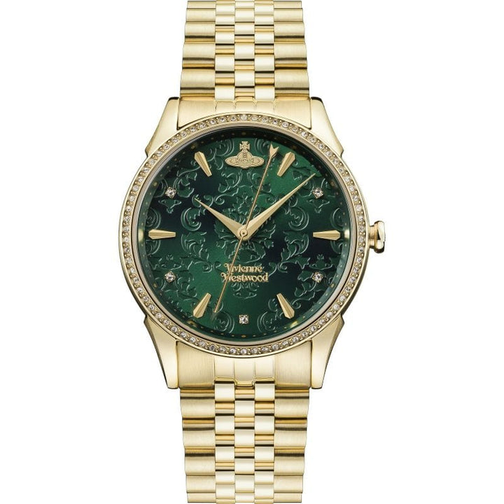 Vivienne Westwood Watch Vivienne Westwood The Wallace Watch Green Dial With Swarovski Cristals Women's Designer I Vivienne Westwood I The Wallace Green With Swarovski Brand