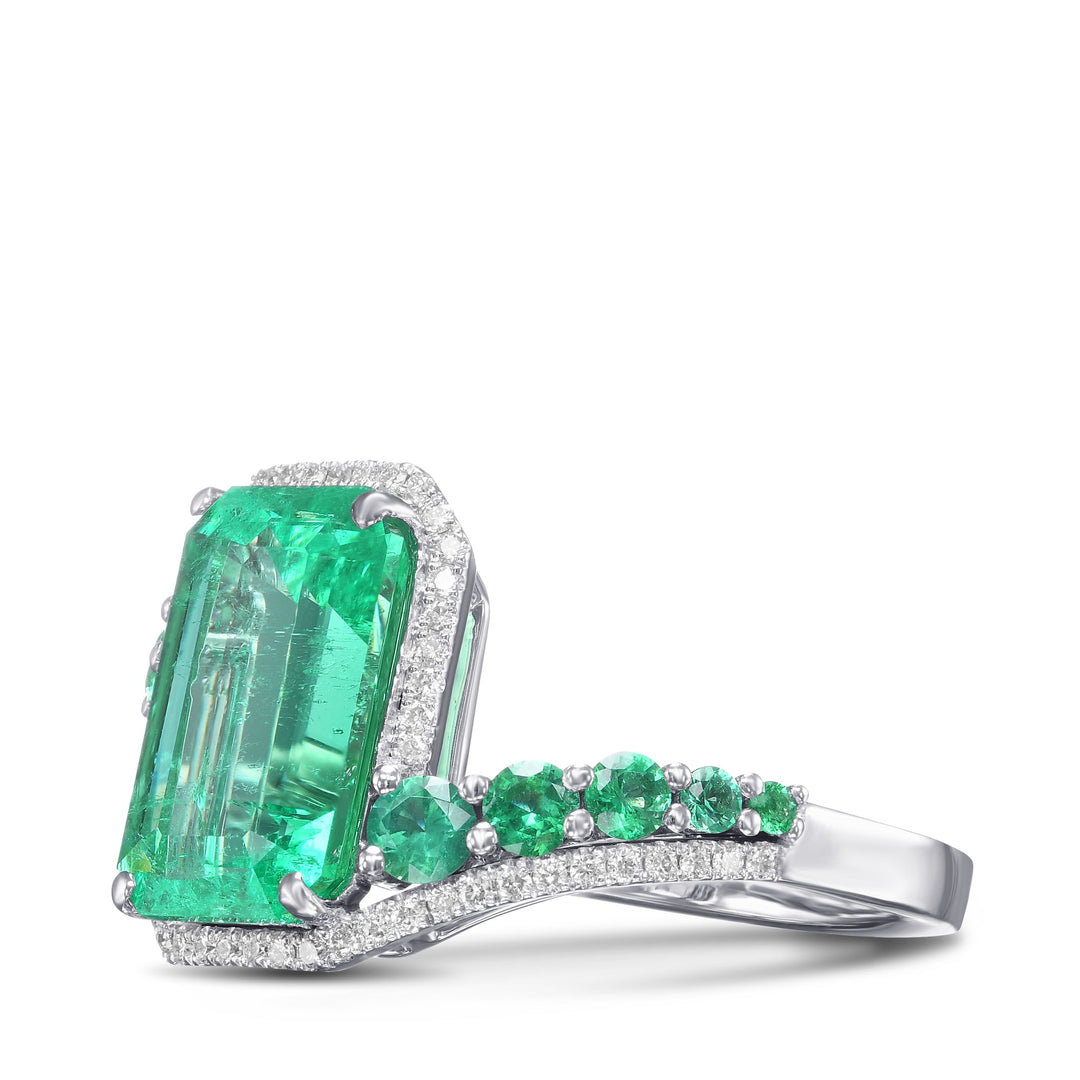 Leibish Couture Muzo Emerald and Diamond Ring